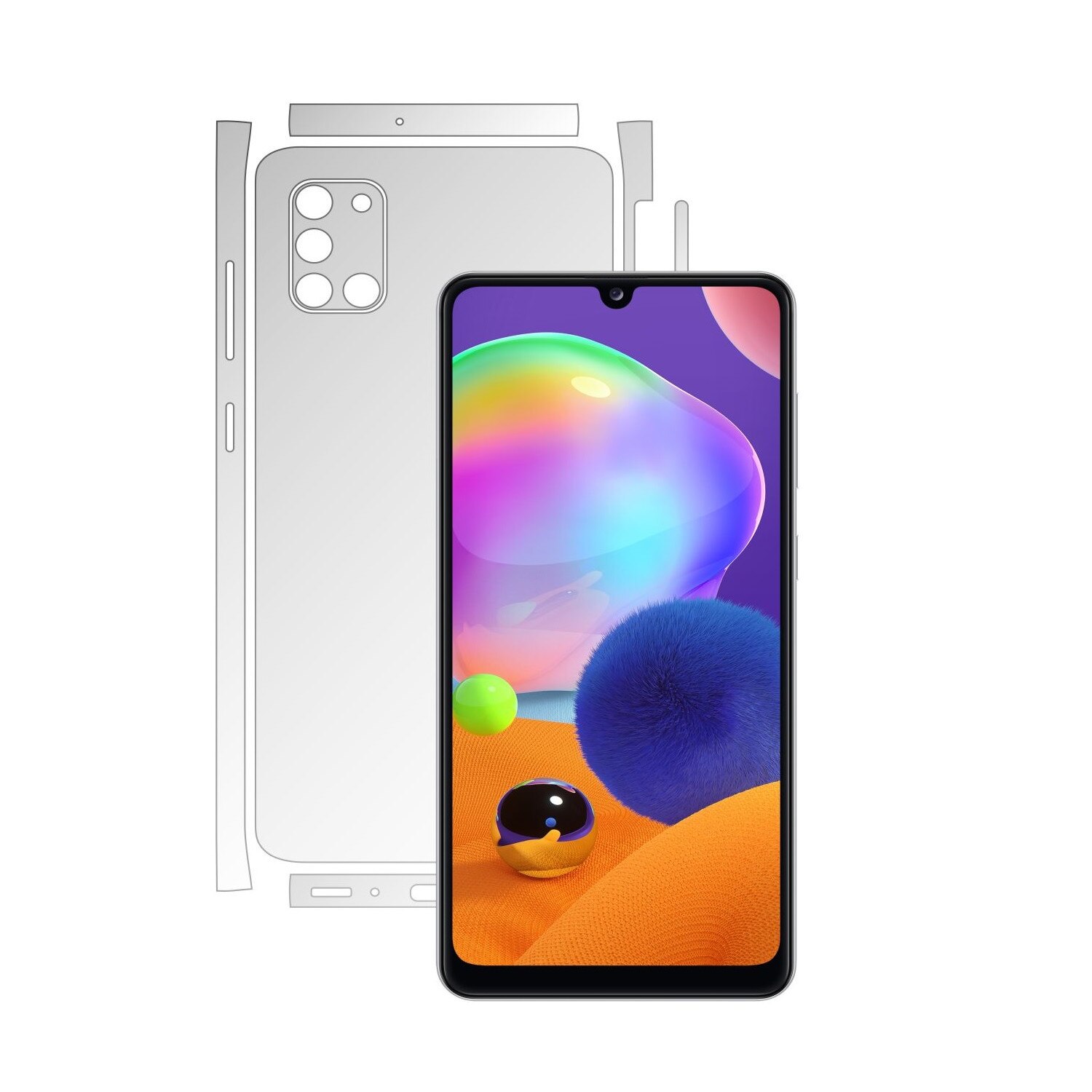 Folie Protectie Spate Invisible Skinz HD pentru Samsung Galaxy A31 - Folie Siliconica Ultra-Clear cu taiere Split Cut pentru Carcasa Spate si Laterale, Skin Adeziv Transparent