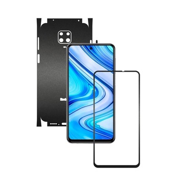 Folie Protectie Carbon Skinz pentru Xiaomi Redmi Note 9 Pro,(Max) - Negru Mat 360 Cut, Skin Adeziv Full Body Cover pentru Rama Ecran, Carcasa Spate si Laterale