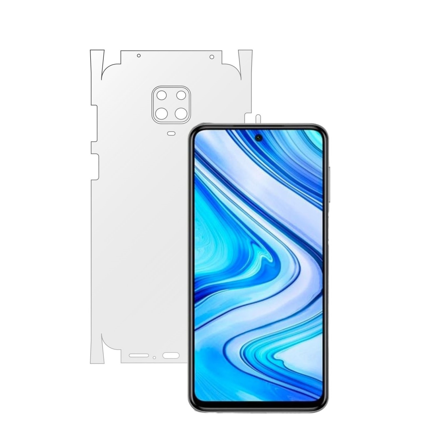 Folie Protectie Spate Invisible Skinz HD pentru Xiaomi Redmi Note 9 Pro,(Max) - Folie Siliconica Ultra-Clear cu taiere 360 Cut pentru Carcasa Spate si Laterale, Skin Adeziv Transparent