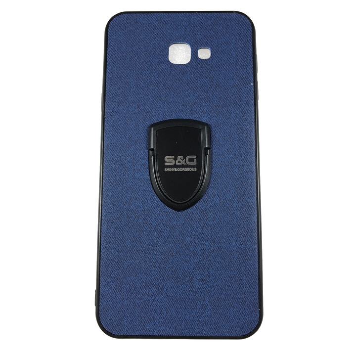 Husa compatibila cu Samsung Galaxy J4 Plus, Carcasa din silicon, Jeans cu Inel, Albastru