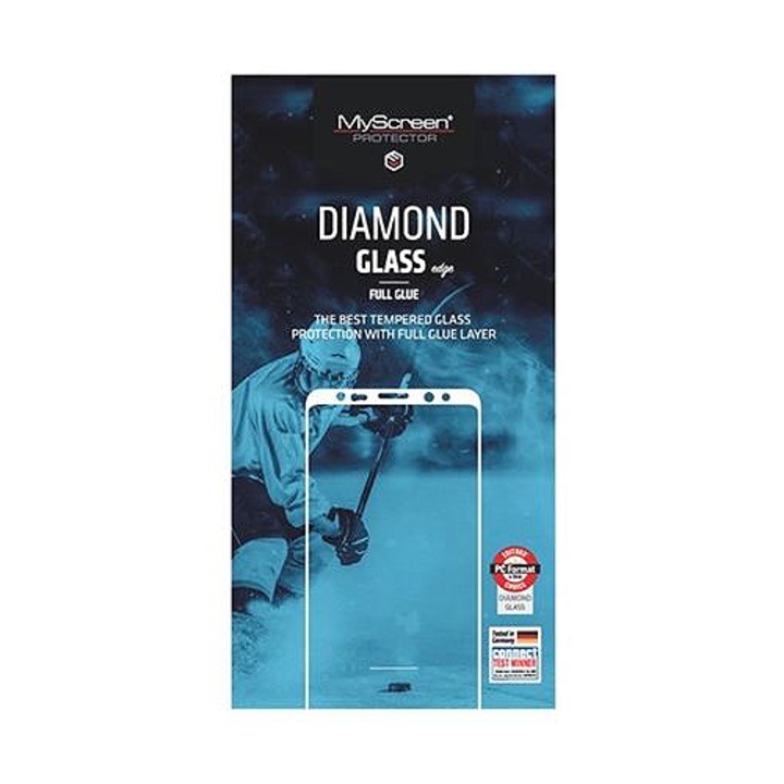 MYSCREEN Samsung Galaxy J6 Plus (SM-J61F) DIAMOND GLASS EDGE képernyővédő üveg (2.5D, full glue, teljes felületén tapad, karcálló, 0.33 mm, 9H), Fekete