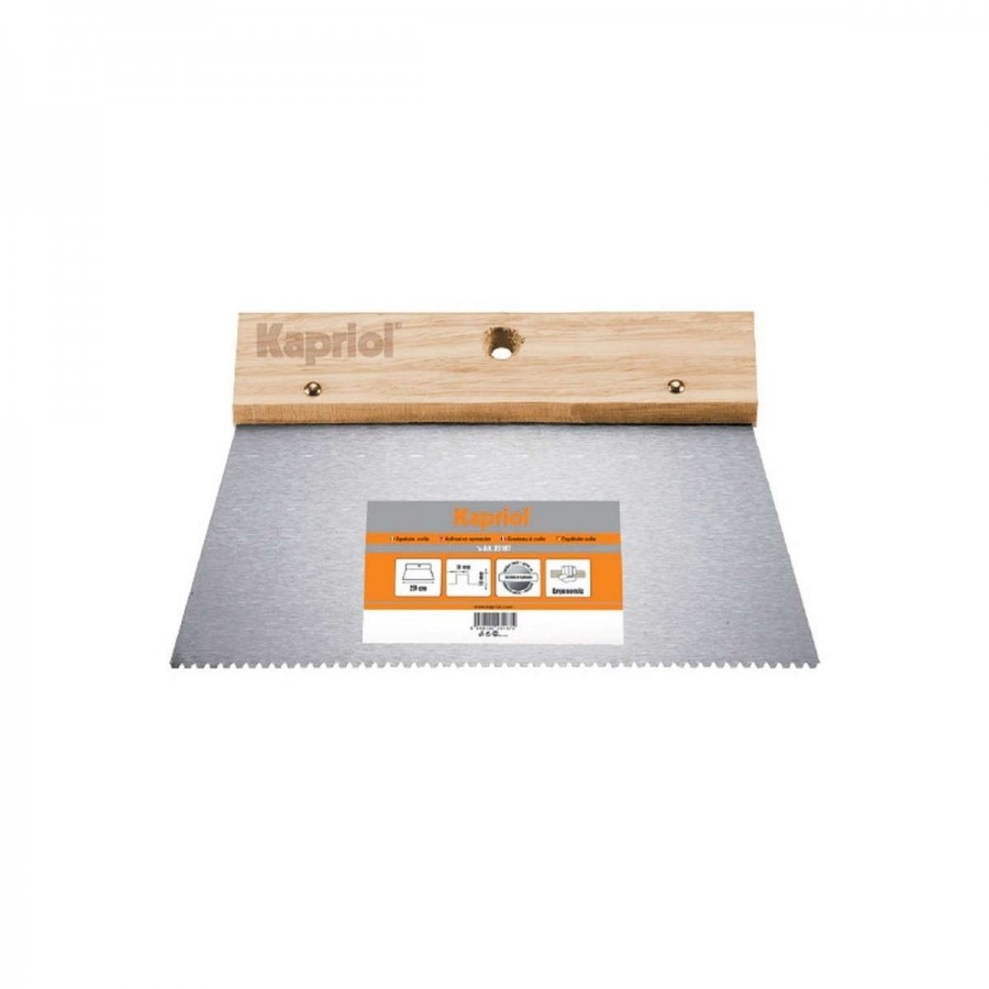 Spaclu zimtat anti‑lipire cu maner din lemn, latime lama 200 mm, Kapriol