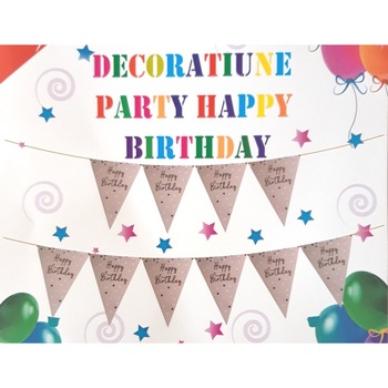 Ghirlanda cu stegulete, Happy Birthday, roz Ghirlanda cu stegulete, Happy Birthday, roz