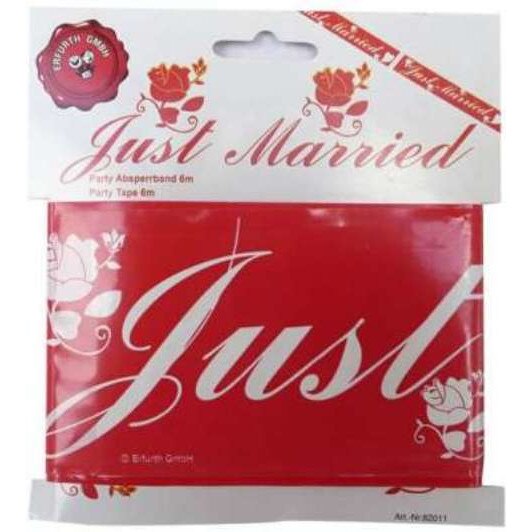 Banner Just Married, rosu cu alb