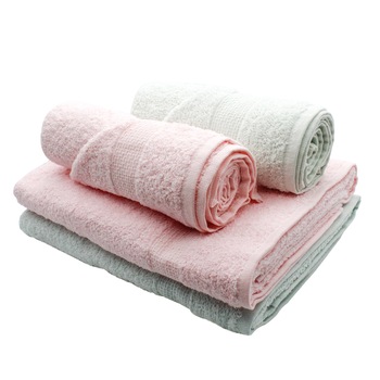 Set 4 prosoape baie Honeycomb 4.3, 2x50x90cm\2x70x140 cm ,100% bumbac , greutate 1150g , tip uni, model simplu, culoare verde deschis si roz Set 4 prosoape baie Honeycomb 4.3, 2x50x90cm\2x70x140 cm ,100% bumbac , greutate 1150g , tip uni, model simplu, culoare verde deschis si roz