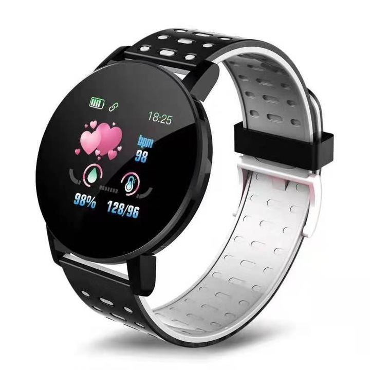 Смарт Гривна Pimpom 119 Plus Waterproof, Android, iOS/ Android, Bluetooth-Свързаност, Водоустойчив, Кръвно, Пулс, Tracker, Крачкомер, Черен