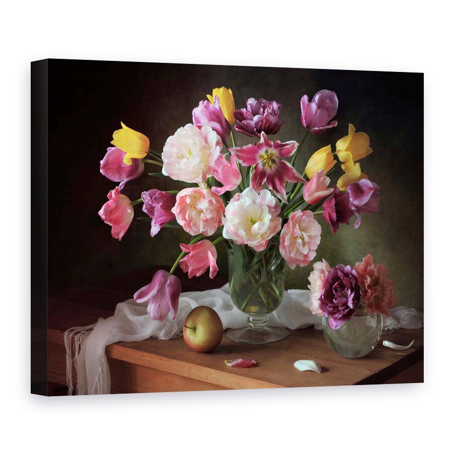 Tablou Canvas - Natura Moarta Cu Un Buchet De Lalele, 90 x 120 cm