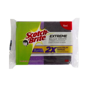 Bureti SCOTCH BRITE Putere Extrema cu Protectie Unghii, 2 Buc/Set, Spuma Poliuretanica si Fibra Abraziva Bureti SCOTCH BRITE Putere Extrema cu Protectie Unghii, 2 Buc/Set, Spuma Poliuretanica si Fibra Abraziva