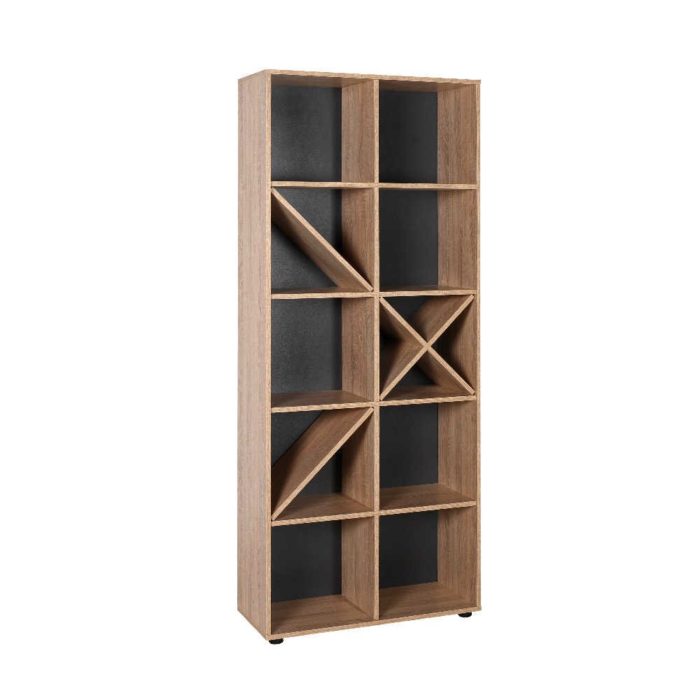 Biblioteca Adore Extra, 10 rafturi, Sonoma, 75x188x30 Cm