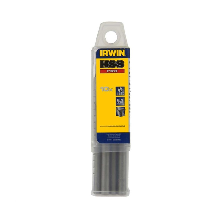 Set 10 burghie pentru metal HSS PRO marca Irwin de 0.60x7x24 mm