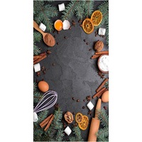 Covor cu print digital bucatarie Kring Otantik, 160x230 cm, 60% bumbac + 40% poliester, Gri inchis