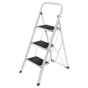 Scara pliabila alba,din metal vospsit Sta,cu trepte antialunecare Scara pliabila alba,din metal vospsit Sta,cu trepte antialunecare