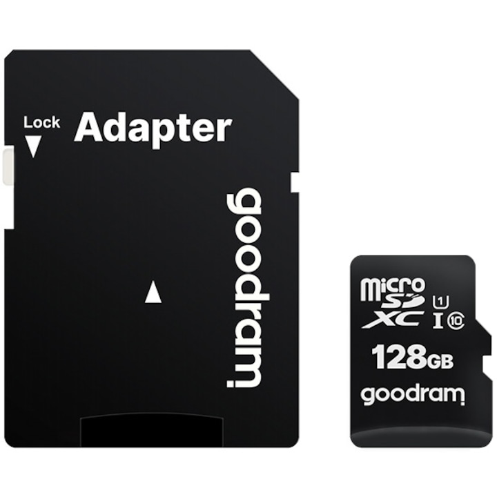 Карта памет microSDXC Goodram, 128GB, UHS I, Клас 10 + Адаптер, M1AA-1280R12