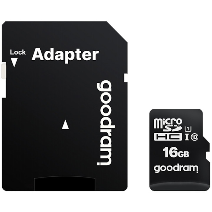 Карта памет microSD Goodram 16GB, UHS I, cls 10 + Адаптер, M1AA-0160R12