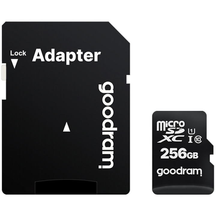 Карта памет microSDXC Goodram, 256GB, UHS I, Клас 10 + Адаптер, M1AA-2560R12
