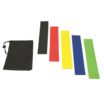 Set 5 benzi elastice circulare din latex, pentru pilates/yoga/fitness, rezistente diferite, saculet depozitare, multicolor, BBL1602 Set 5 benzi elastice circulare din latex, pentru pilates/yoga/fitness, rezistente diferite, saculet depozitare, multicolor, BBL1602