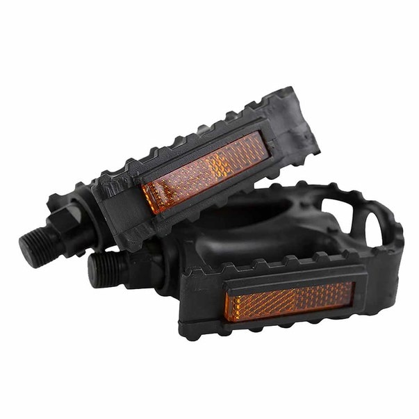 Set doua pedale pentru bicicleta , cu semn reflectorizant orange , rezistente , de culoare neagra