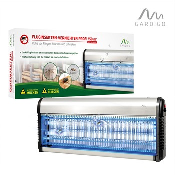 Aparat UV Impotriva Tantarilor, Mustelor, Insectelor Zburatoare - FlugInsekten Profi 150 m² Gardigo ® - Pentru Terase, Magazine, Birouri, Casa Aparat UV Impotriva Tantarilor, Mustelor, Insectelor Zburatoare - FlugInsekten Profi 150 m² Gardigo ® - Pentru Terase, Magazine, Birouri, Casa