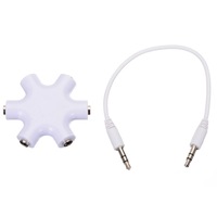 Adaptor, splitter audio stereo jack 3.5mm 3 pini cu 1 intrare si 5 iesiri, ALB