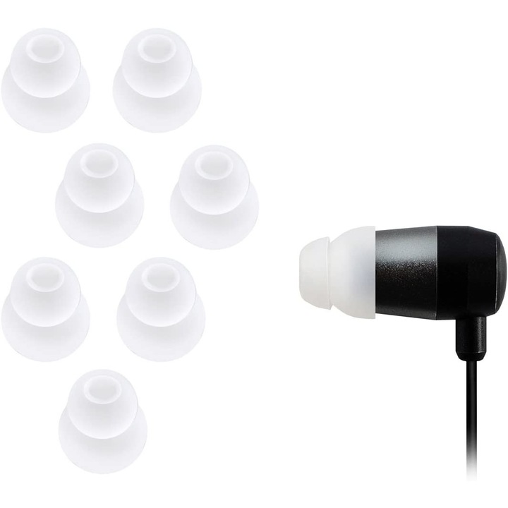 Set 7 perechi de dopuri pentru casti flansa dubla, Xcessor, M, culoare Transparent
