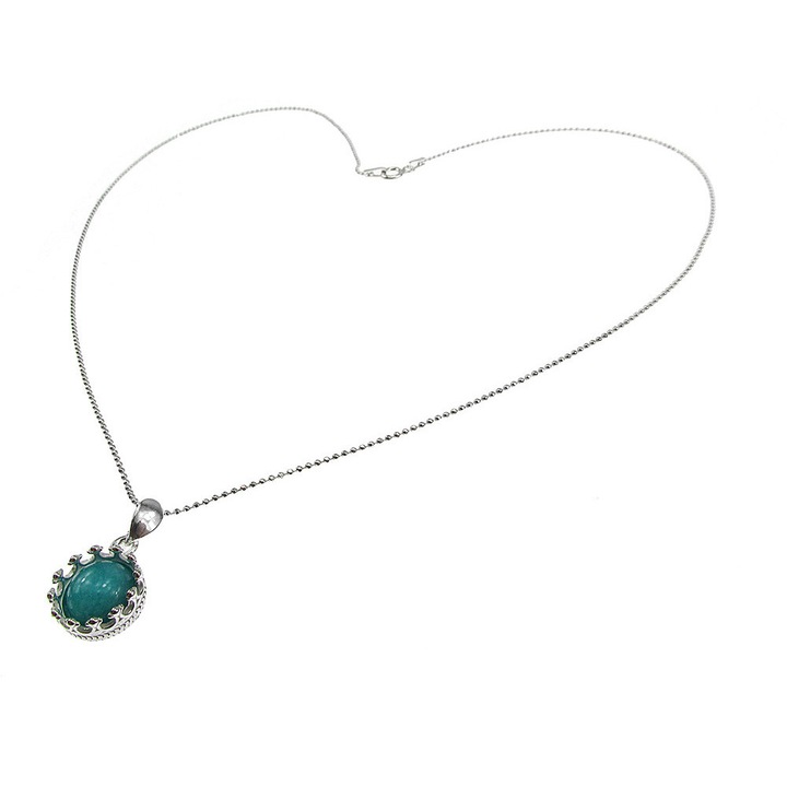 Lantisor argint cu pandantiv coroana angelit natural 8 MM, GlamBazaar