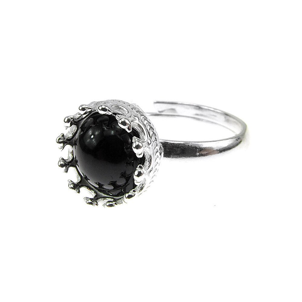 Inel argint reglabil coroana cu onix natural 8 MM, GlamBazaar