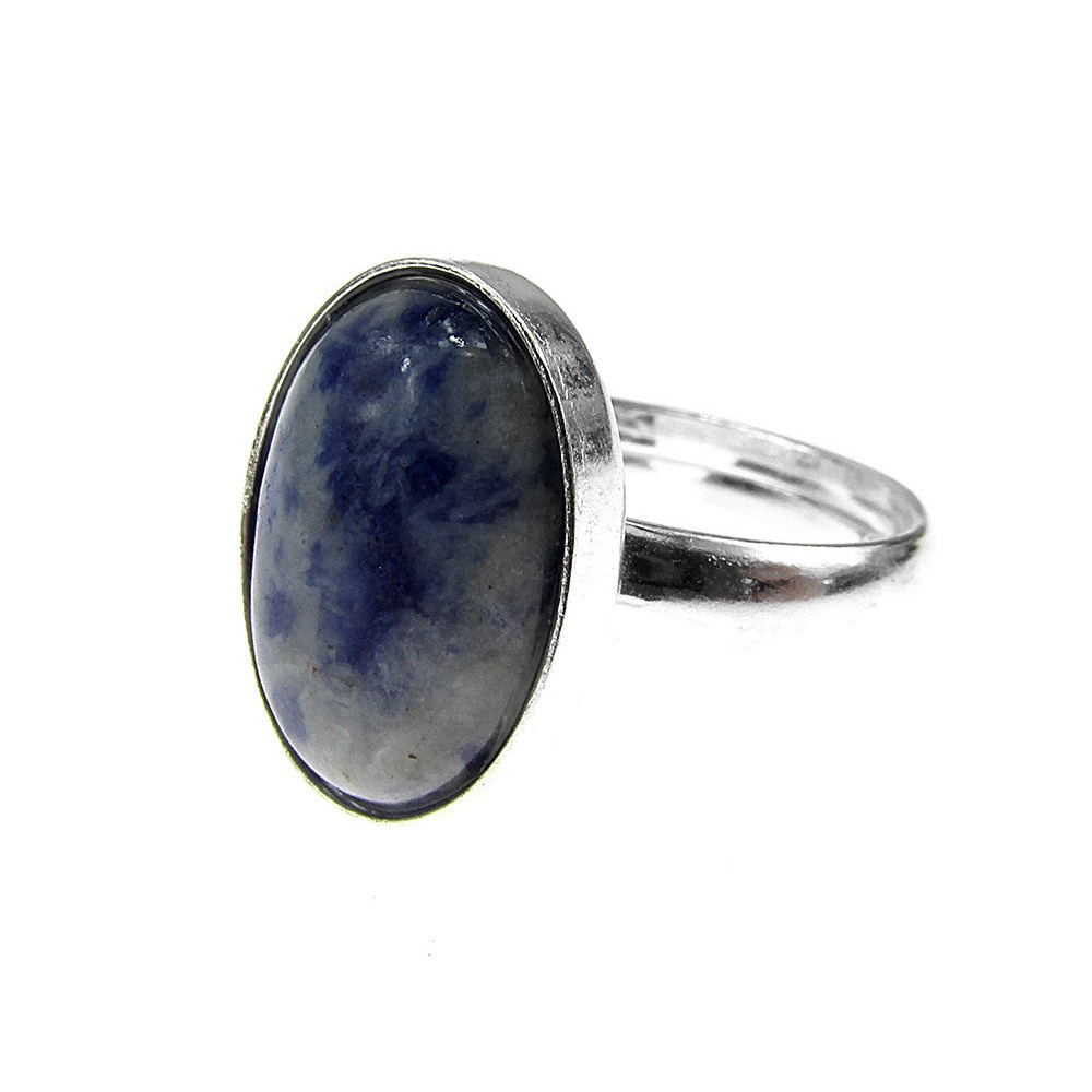 Inel argint reglabil cu sodalit natural 14x10 MM, GlamBazaar