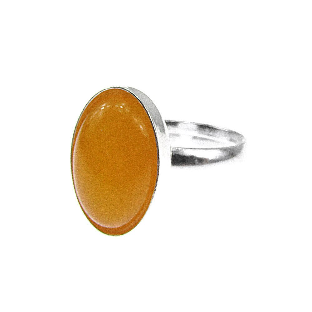 Inel argint reglabil cu jad galben natural 14x10 MM, GlamBazaar