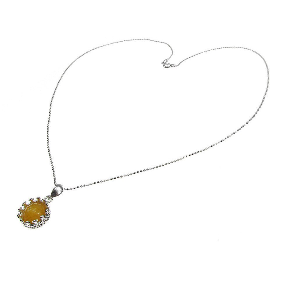 Lantisor argint cu pandantiv coroana jad galben 8 MM, GlamBazaar