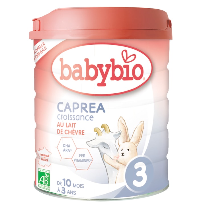 Lapte praf de capra Babybio Organic, Caprea 3, 800 g, de la 10 luni