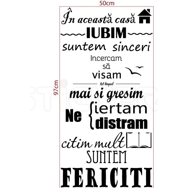 Sticker decorativ In acesta casa, 50x97 cm, negru,Stickero