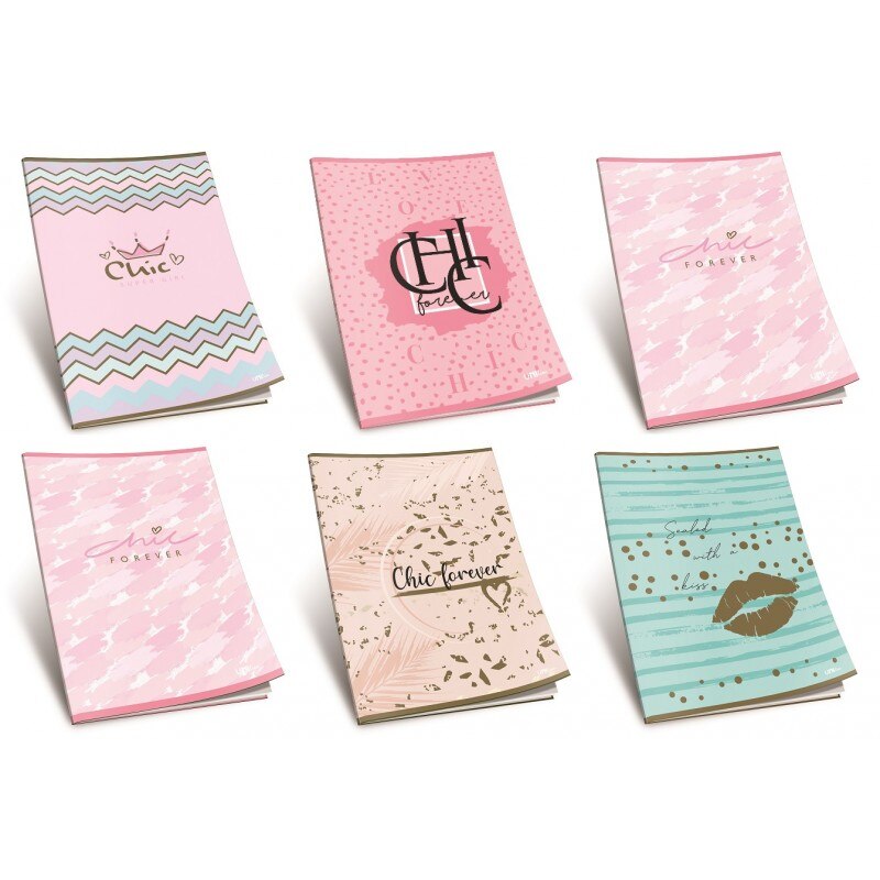 Set 6 caiete CHIC FOREVER, A4 ,dictando ,hartie 80g/m2 , 42file