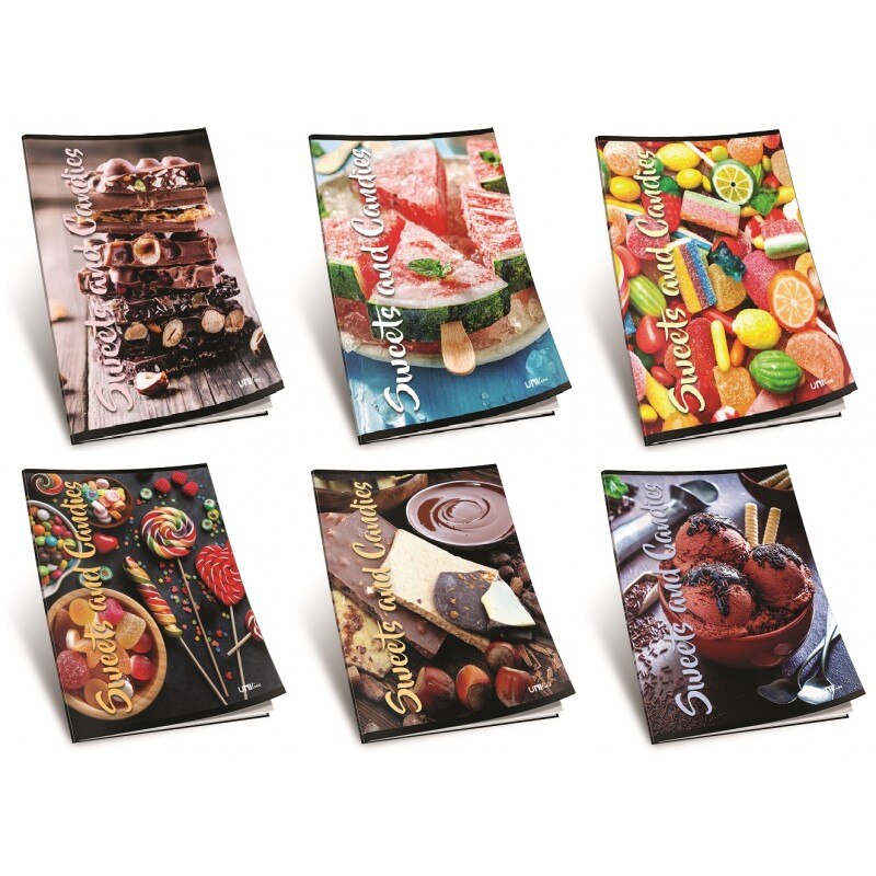 Set 6 caiete SWEET and CANDIES, A4 ,dictando ,hartie 80g/m2 , 42file