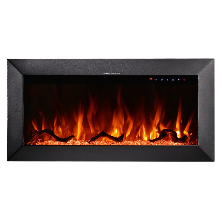Elektromos falba építhető kandalló Racy 36, Art Flame, 454 x 914 x 185 mm, 1500 W, 30 színkombináció, termosztát, Farönkök és kristályok