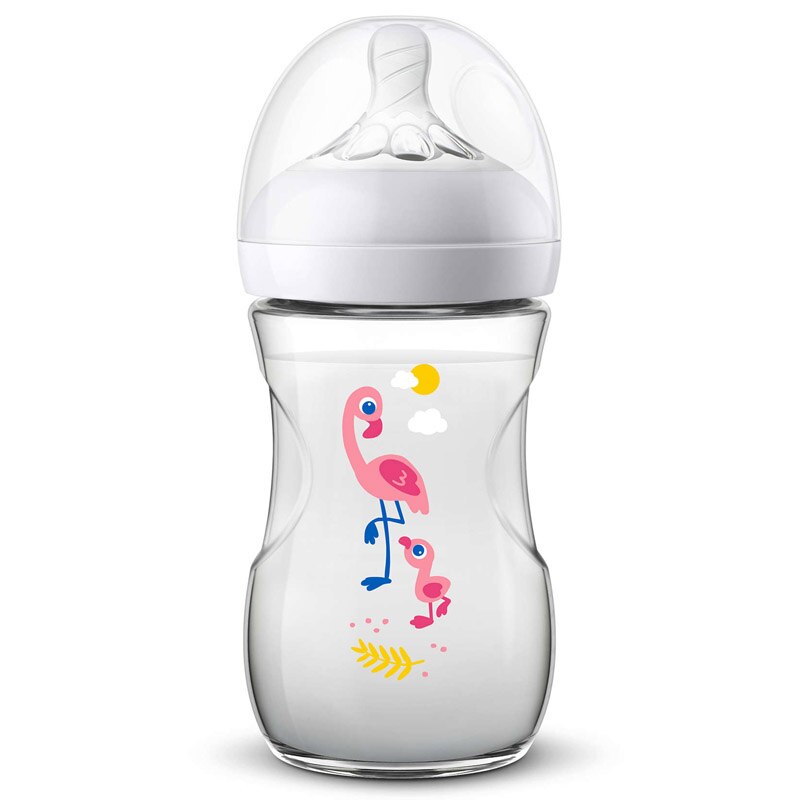 Biberon din polipropilena cu tetina din silicon 260 ml Philips Avent Natural SCF070/21, Transparent 1+ luni