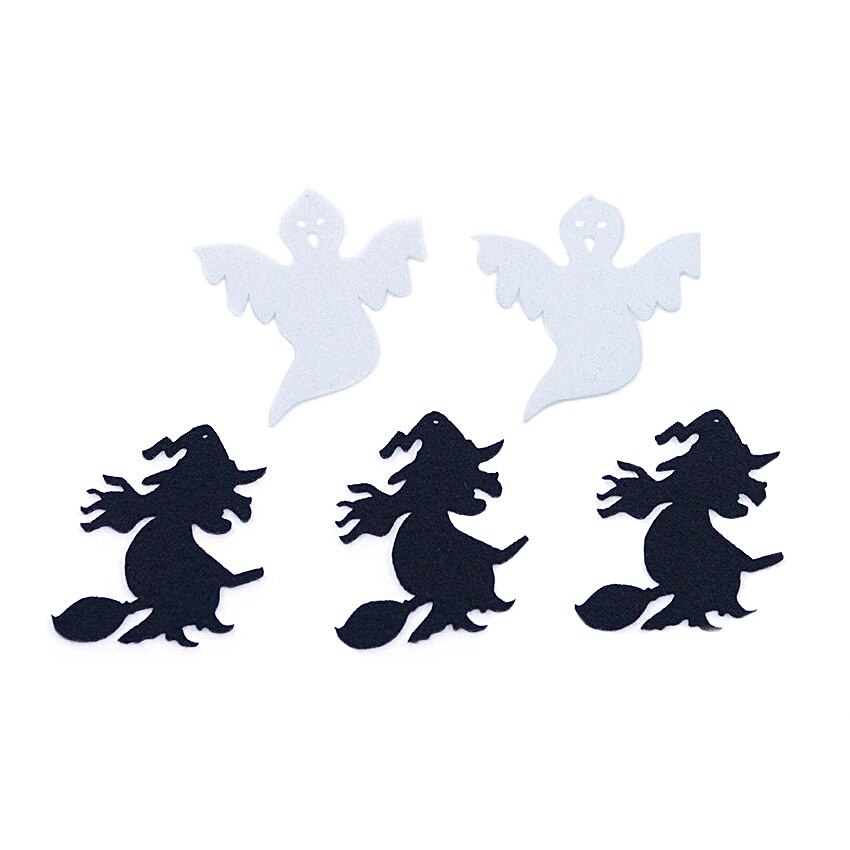 Set 5 figurine din fetru - stafie, vrajitoare, 6 cm