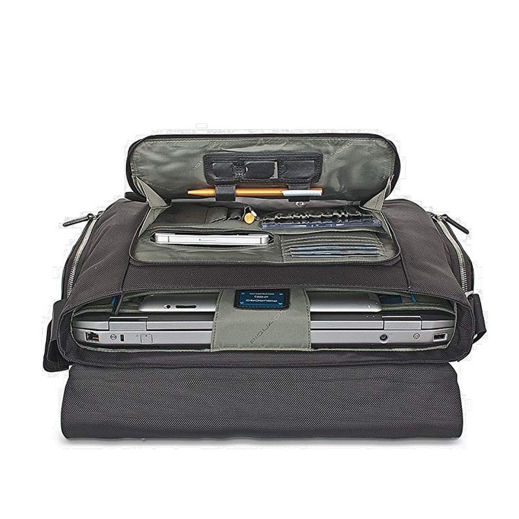 Geanta messenger, din tesut si piele, suport pentru laptop 15'' /ipad 9,7'' CA1592LK2/TM, maro