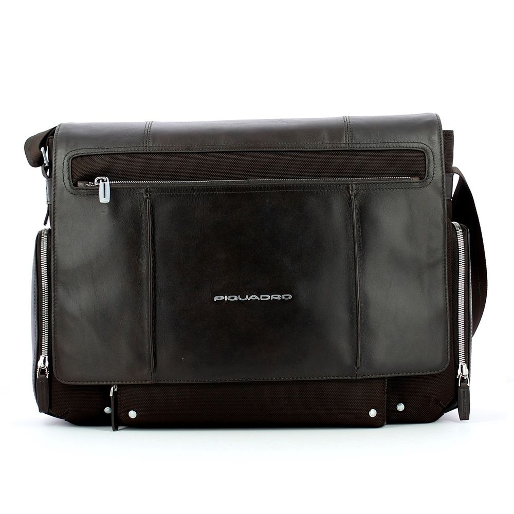 Geanta messenger, din tesut si piele, suport pentru laptop 15'' /ipad 9,7'' CA1592LK2/TM, maro