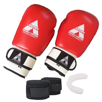 Manusi box profesionale Anastasia Sport, piele naturala 10 OZ, proteza si bandaje incluse Manusi box profesionale Anastasia Sport, piele naturala 10 OZ, proteza si bandaje incluse