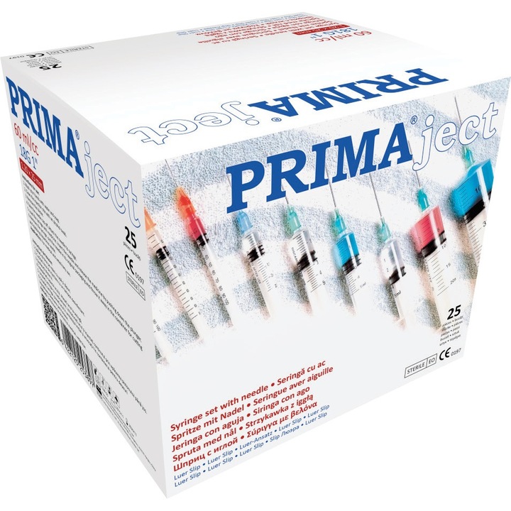 Prima 20ml fecskendő tűvel, ac 18G x 1 1/2 - 50db / csomag
