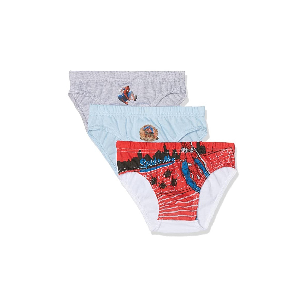 Set 3 perechi chiloti pentru baieti, Disney, Spiderman Four Spiders, Albastru/Gri/Alb