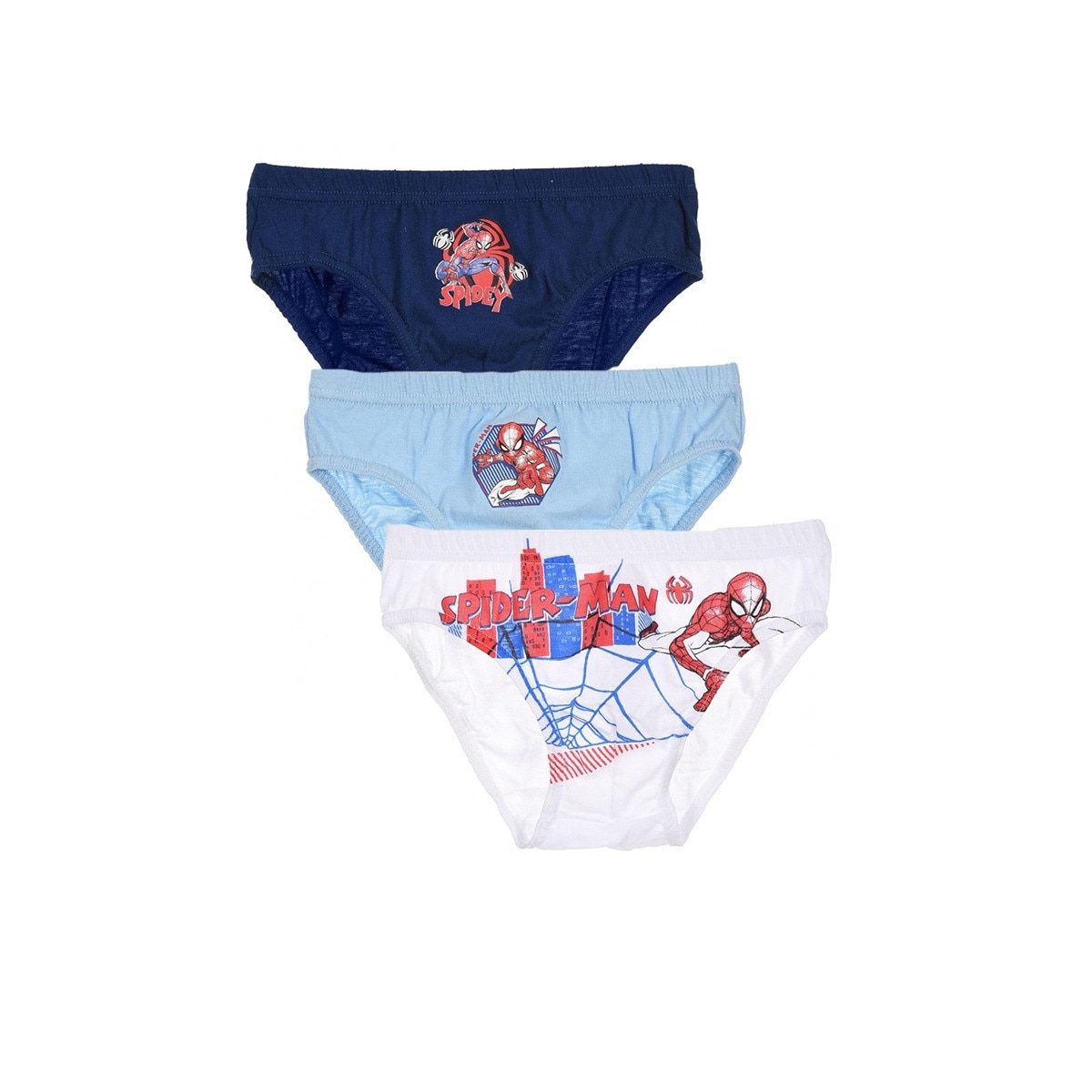 Set 3 perechi chiloti pentru baieti, Disney, Spider Web, Bleu/Alb/Albastru, Bleu/Alb/Albastru