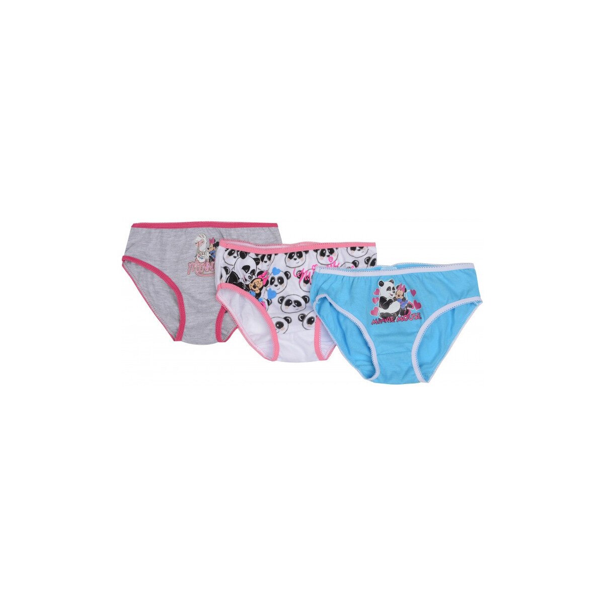 Set 3 perechi chiloti pentru fete, Disney, Minnie Mouse Panda, Albastru/Alb/Gri
