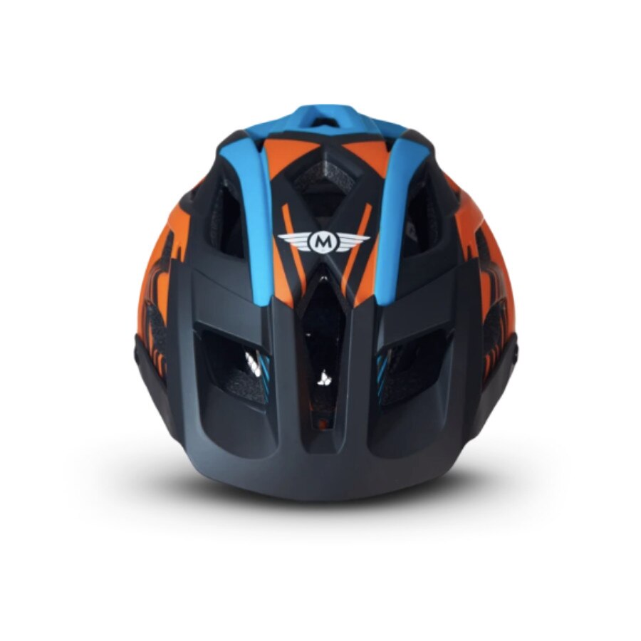 Casca protectieciclism Moto B-37, Moto, Termopolimer, Albastru/Portocaliu, L