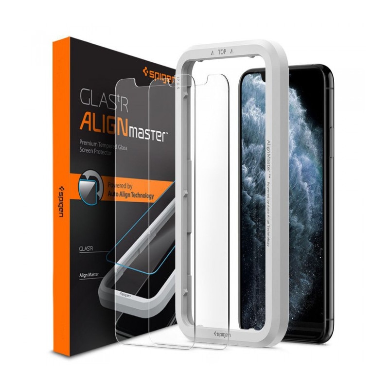 Set 2 folii de protectie Spigen Alm Glas.Tr Slim 2-Pack Iphone 11