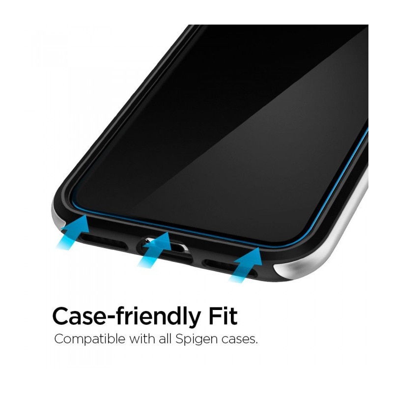 Set 2 folii de protectie Spigen Alm Glas.Tr Slim 2-Pack pentru iPhone 11