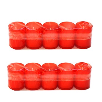 Set 10 Candele Parafina, Fara Capac, Timp Ardere 8 ore, 55x40 mm in Cutie Rosie Set 10 Candele Parafina, Fara Capac, Timp Ardere 8 ore, 55x40 mm in Cutie Rosie