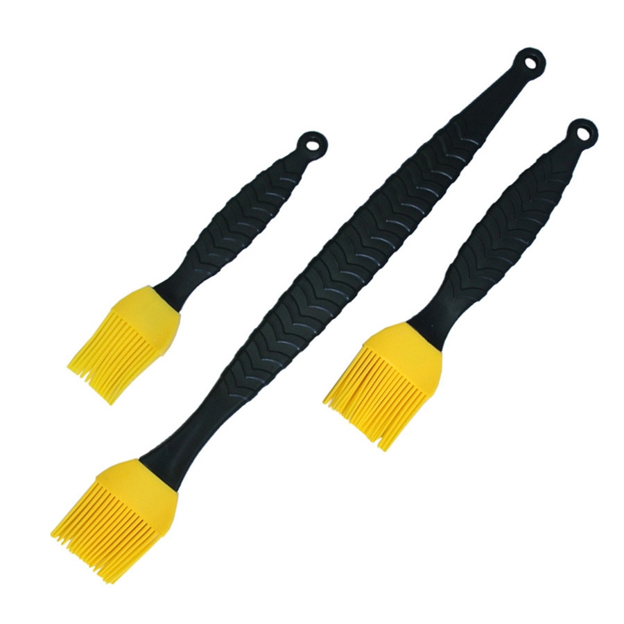 Set 3 pensule din silicon cu maner plastic