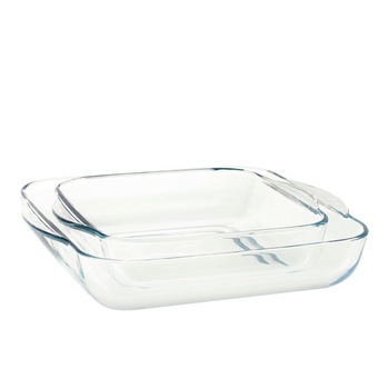 Set 2 vase patrate termorezistente, 22/28x 6 cm Set 2 vase patrate termorezistente, 22/28x 6 cm