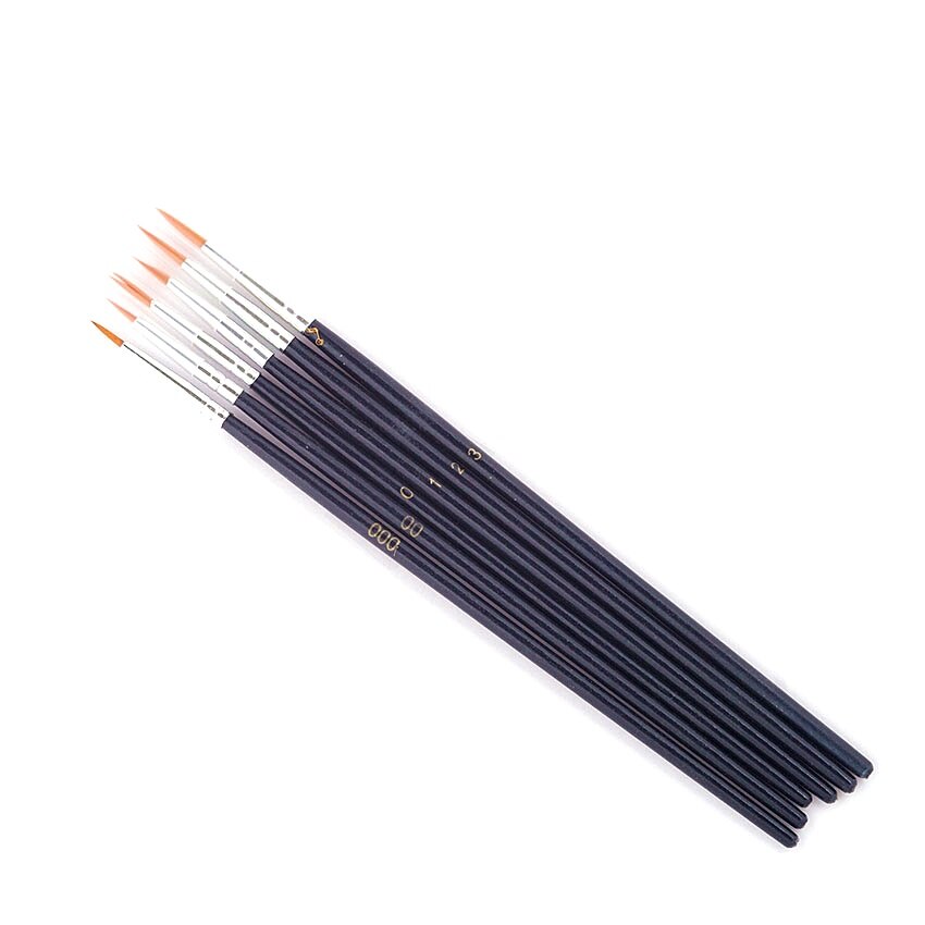 Set 6 pensule cu varf ascutit, marimi 000-00-0-1-2-3